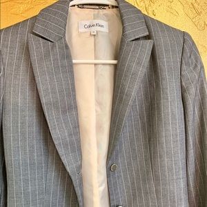 Calvin Klein Grey/White Pinstripe Blazer